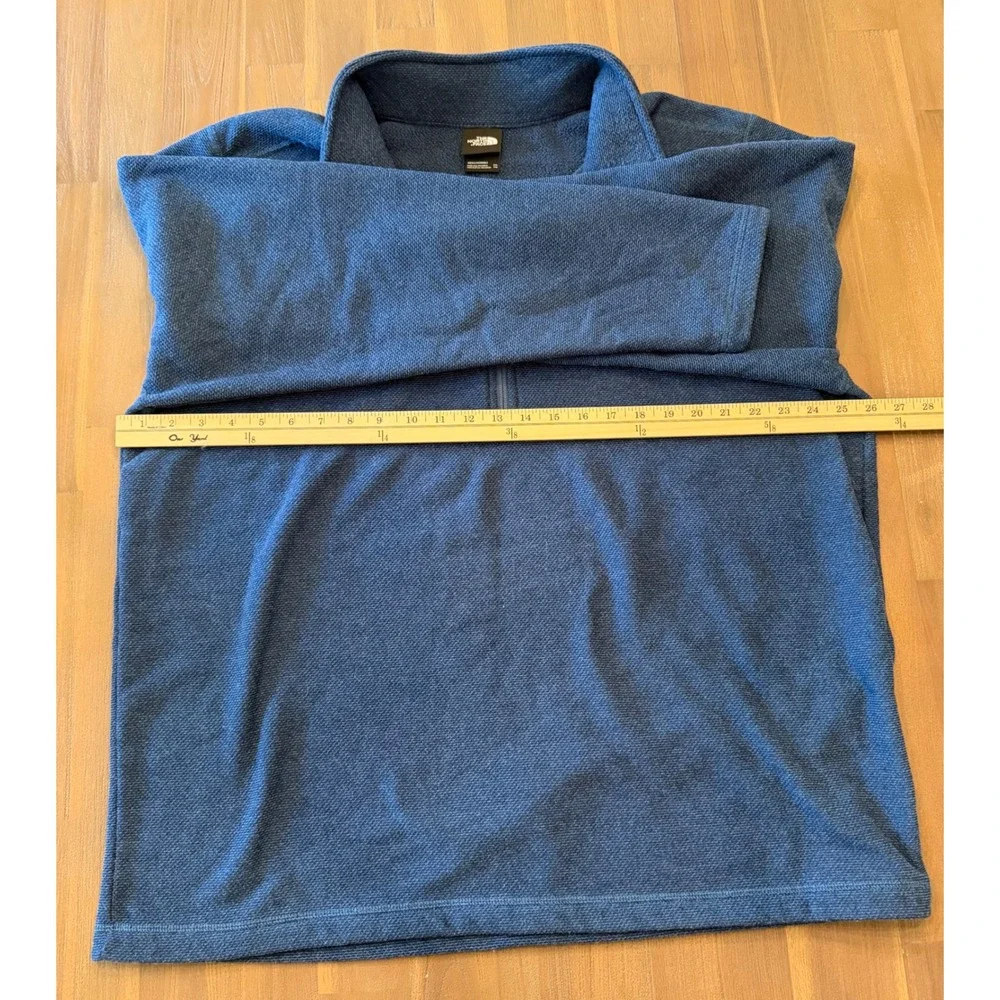 The North Face Mens XXL Blue Textured Fleece Quarter Zip Pullover‎ Sweater